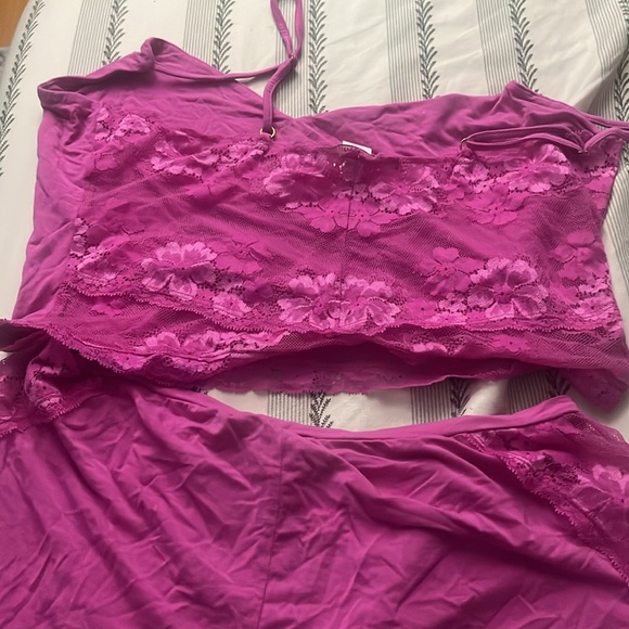 Victoria's Secret Pink Lace Trim Pajama Set - Picture 2 of 4